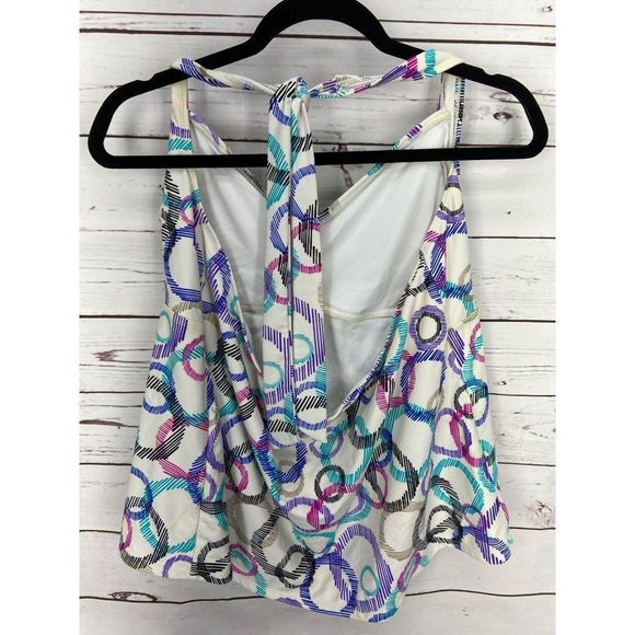 Catalina‎ Multi Colored Geometric  Circle Halter Style Tankini Swimsuit Top Size - Picture 2 of 7